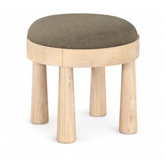Larea Brown Linen Textured Fabric Upholstered Ottoman