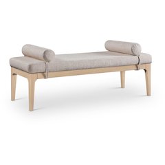 Priscilla Beige Linen Textured Fabric Bench