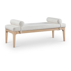 Priscilla Cream Linen Textured Fabric Bench