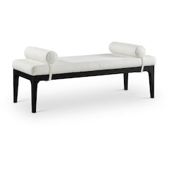 Priscilla Cream Linen Textured Fabric Bench