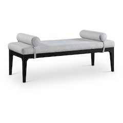 Priscilla Grey Linen Textured Fabric Bench