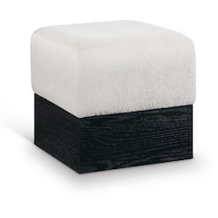 Havre Beige Velour Fur Fabric Ottoman/Stool