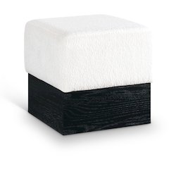 Havre Cream Velour Fur Fabric Ottoman/Stool