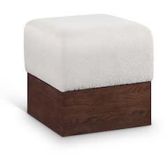 Havre Beige Velour Fur Fabric Ottoman/Stool