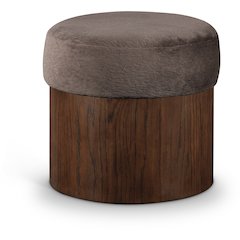 Nimes Brown Velour Fur Fabric Ottoman/Stool