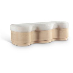 Savoy Cream Velour Fur Fabric Bench