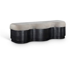 Savoy Beige Velour Fur Fabric Bench