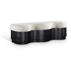 Savoy Cream Velour Fur Fabric Bench