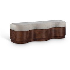 Savoy Beige Velour Fur Fabric Bench