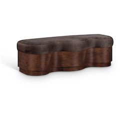 Savoy Brown Velour Fur Fabric Bench