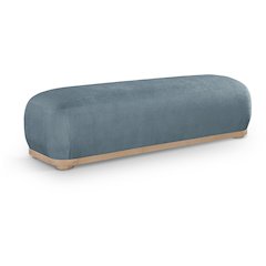 Calum Light Blue Chenille Fabric Bench