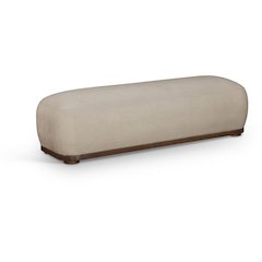 Calum Beige Chenille Fabric Bench