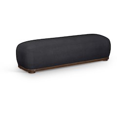 Calum Black Chenille Fabric Bench