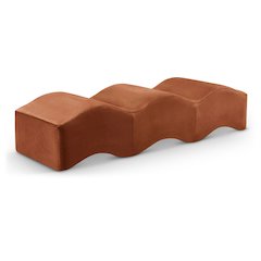 Wave Cognac Velvet Bench