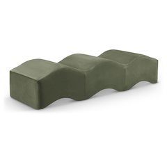 Wave Green Velvet Bench