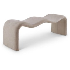 Willow Beige Chenille Fabric Bench