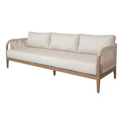 Cream Fabric Outdoor Patio Sofa With Aluminum Frame And Cushions
