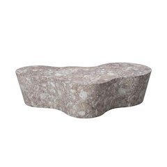 Brown Marble Finish Concrete Coffee Table with Art Deco Style