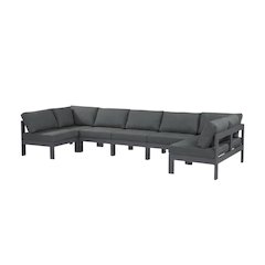 Gray Fabric Outdoor Patio Modular Sectional For Contemporary Lounge
