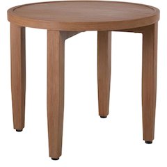 Aluminum Frame Outdoor End Table With Teak Wood Look Finish For Patio Use