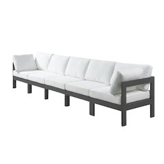 White Fabric Outdoor Modular Sofa, Contemporary Style, Comfortable Back Support