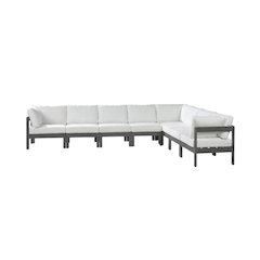 White Fabric Outdoor Patio Modular Sectional With Contemporary Style