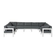 Gray Fabric Outdoor Patio Modular Sectional With Contemporary Design
