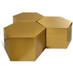 Hexagon Brushed Gold Coffee Table