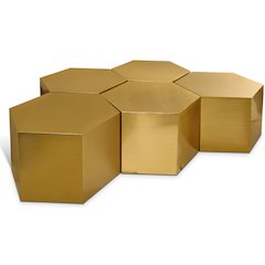 Hexagon Brushed Gold Coffee Table