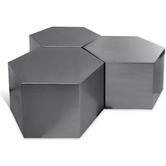 Hexagon Brushed Chrome Coffee Table