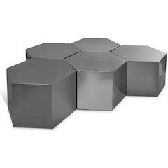 Hexagon Brushed Chrome Coffee Table