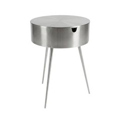 Silver Bedroom Nightstand with Contemporary Style and Sleek Finish