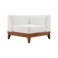 Contemporary White Fabric Outdoor Corner Chair With Finish