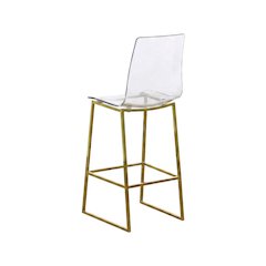 Lucite Polycarbonate Counter Stool with Gold Metal Frame