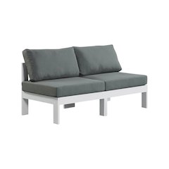Gray Fabric Outdoor Modular Sofa With Contemporary Style And Cushioned Seating