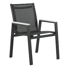 Grey Fabric Outdoor Patio Dining Armchair Set With Contemporary Design, 2-Piece
