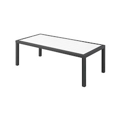White Wood Look Accent Paneling Outdoor Patio Aluminum Coffee Table