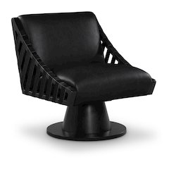 Millwin Black Vegan Leather Swivel Accent Chair