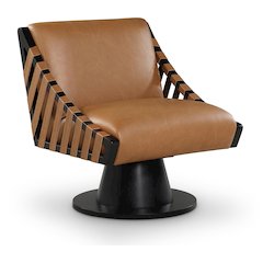 Millwin Cognac Vegan Leather Swivel Accent Chair