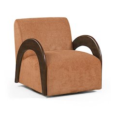 Neria Cognac Chenille Fabric Upholstered Swivel Accent Chair