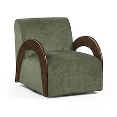 Neria Green Chenille Fabric Upholstered Swivel Accent Chair