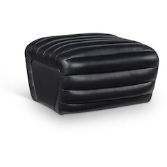 Vega Black Vegan Leather Ottoman