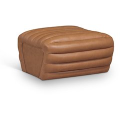 Vega Cognac Vegan Leather Ottoman
