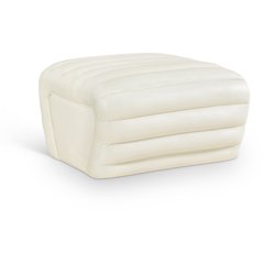 Vega Cream Vegan Leather Ottoman