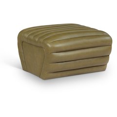 Vega Olive Vegan Leather Ottoman