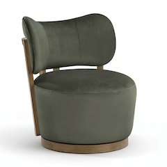 Elara Green Velvet Upholstered Swivel Accent Chair