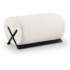 Akira Cream Fabric Upholstered Ottoman