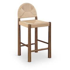 Bohemia Beige Woven Seagrass Cord And Solid Wood Counter Stool