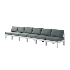 Gray Fabric Outdoor Modular Sofa With Contemporary Style And Cushioned Seating