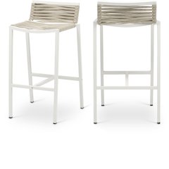 Maldives Cream Rope Fabric Outdoor Patio Barstool, Set of 2
